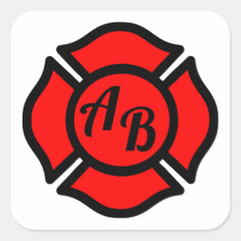 Pegatina Cuadrada Cruz de San Florian con monograma