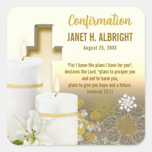 Pegatina Cuadrada Cruz de vela de lirio