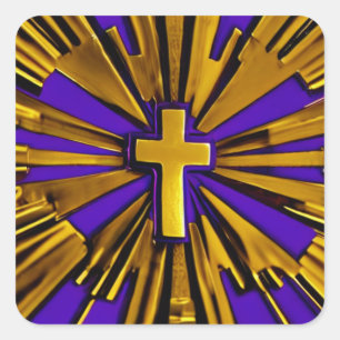 Pegatina Cuadrada Cruz de violetas