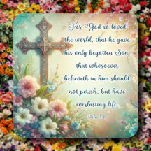 Cruz Floral Juan 3:16 Biblia Verse Pascua