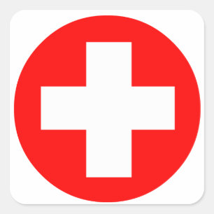 Pegatina Cuadrada Cruz Médica