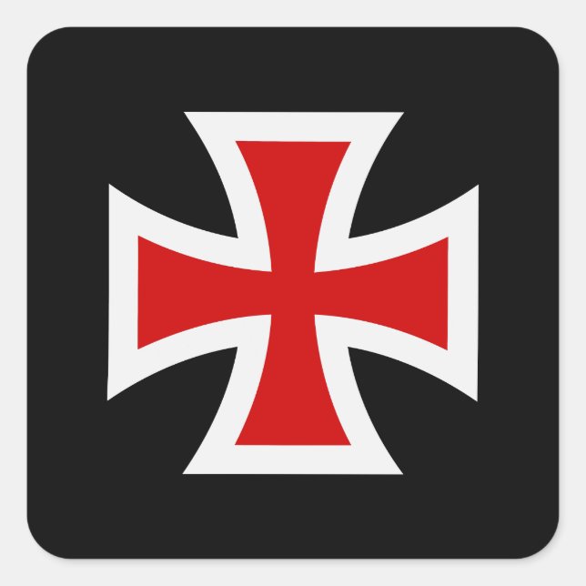 Pegatina Cuadrada Cruz templaria (Anverso)