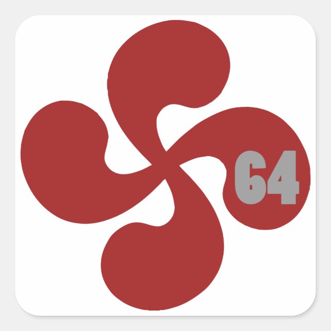 Pegatina Cuadrada Cruz vasca roja 64 Lauburu (Anverso)
