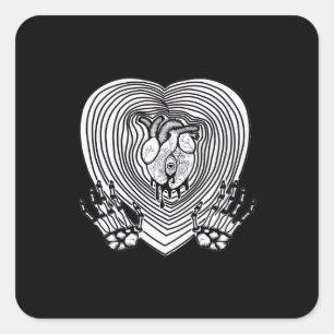 Pegatina Cuadrada Crying Heart Classic - Skeleton Hands Heart