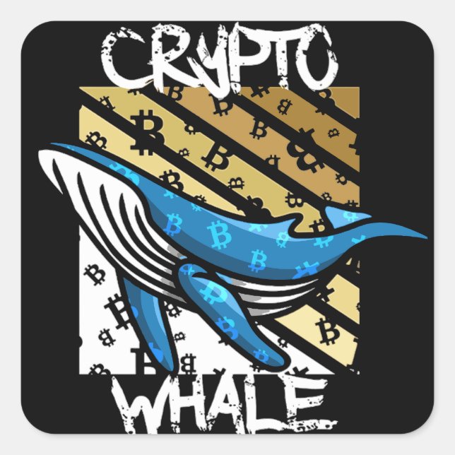 Pegatina Cuadrada Crypto Btc Whale - Moneda Cripta (Anverso)