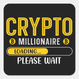 Pegatina Cuadrada Crypto Millionaire Cargando Bitcoin