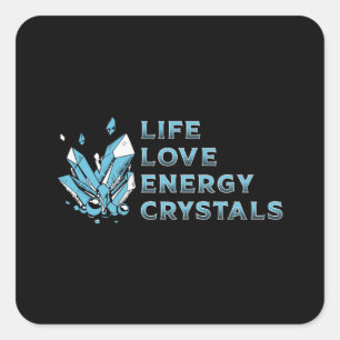 Pegatina Cuadrada Crystal Healing Life Love Energy Crystals Gemstone