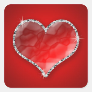 Pegatina Cuadrada Crystal Heart