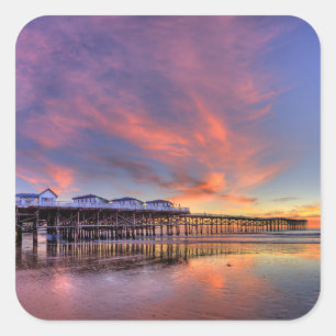 Pegatina Cuadrada Crystal Pier Sunset