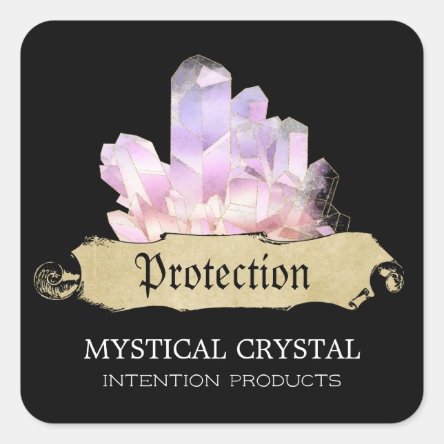 Pegatina Cuadrada Crystal Witch Black Spell Labs (Anverso)