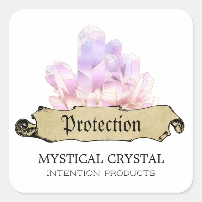 Pegatina Cuadrada Crystal Witch White Spell Labs (Anverso)