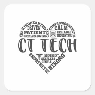Pegatina Cuadrada CT Tech, Tecnólogo de CT, Tomo Computado