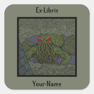 Pegatina Cuadrada Cthulhu Bookplate
