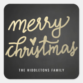 Pegatina Cuadrada Cuaderno de navidad de cartón manuscrito de escrit