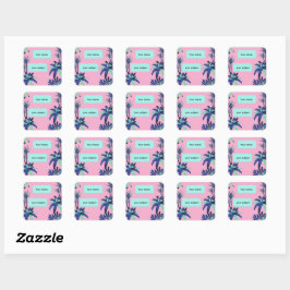Pegatina Cuadrada Cuaderno personalizado con tema floral estético