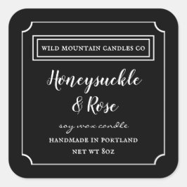 Pegatina Cuadrada Cuadrado de etiquetas blancas y negras de velas pe