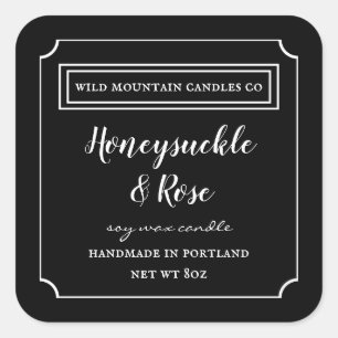 Pegatina Cuadrada Cuadrado de etiquetas blancas y negras de velas pe