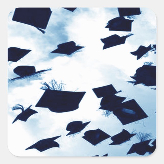 Pegatina Cuadrada Cuadrado de graduación de Cap Toss (Anverso)