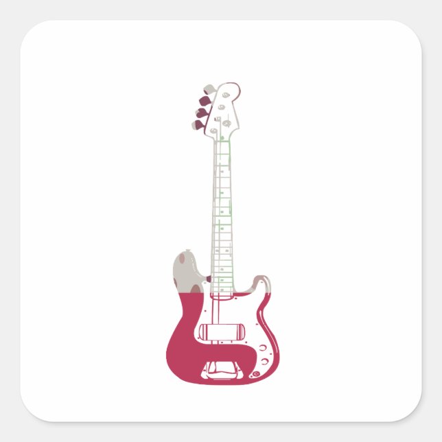 Pegatina Cuadrada Cuadrado de guitarra eléctrica y acústica rock and (Anverso)