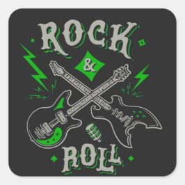 Pegatina Cuadrada Cuadrado de guitarra eléctrica y acústica rock and