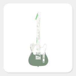 Pegatina Cuadrada Cuadrado de guitarra eléctrica y acústica rock and