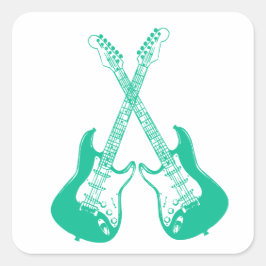 Pegatina Cuadrada Cuadrado de guitarra eléctrica y acústica rock and