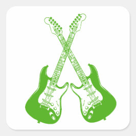 Pegatina Cuadrada Cuadrado de guitarra eléctrica y acústica rock and