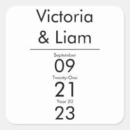Pegatina Cuadrada Cuadrado de invitación a la boda blanca moderna y 