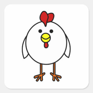 Pegatina Cuadrada Cuadrado feliz lindo del pollo