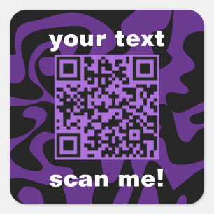 Pegatina Cuadrada Cuadrado moderno morado y negro de código QR