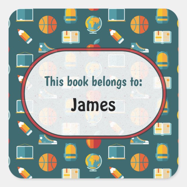 Pegatina Cuadrada Cuadrado personalizado del patrón de suministros e (Anverso)