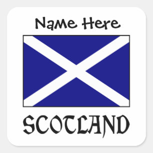 Pegatina Cuadrada Cuadrado Personalizado Escocia y Bandera Escocesa