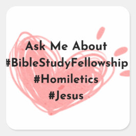 Pegatina Cuadrada Cuadrado Pregúntame sobre... corazones