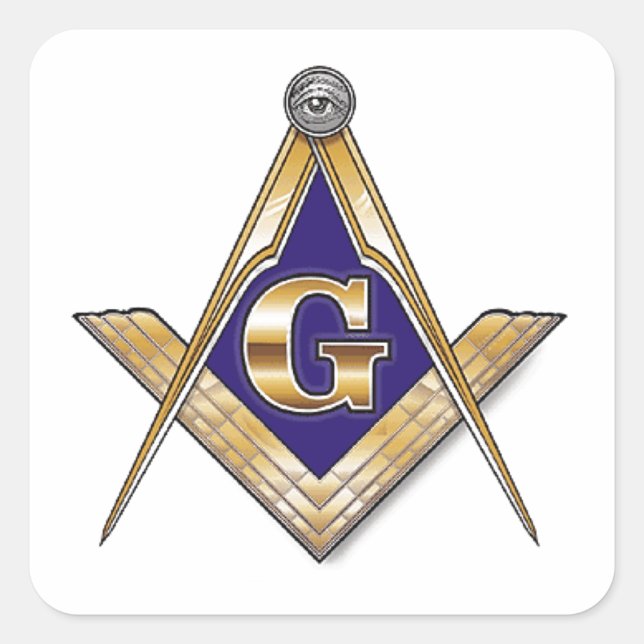 Pegatina Cuadrada Cuadrado y compases azules discretos (Anverso)
