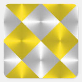 Pegatina Cuadrada Cuadrados de aspecto metálico gris y amarillo