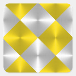 Pegatina Cuadrada Cuadrados de aspecto metálico gris y amarillo