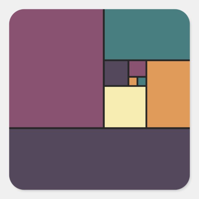 Pegatina Cuadrada Cuadrados de relaciones de oro (Anverso)