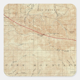 Pegatina Cuadrada Cuadrangle de Mt Pinos mostrando el Rift de San An