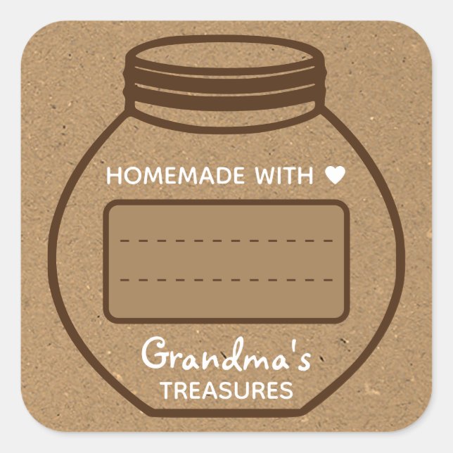 Pegatina Cuadrada Cuadro de texto en blanco Papel Kraft Papel manto  (Anverso)