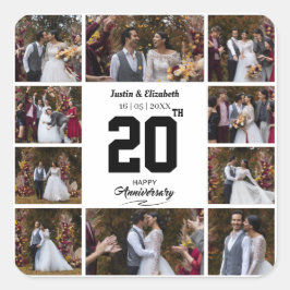 Pegatina Cuadrada Cualquier aniversario feliz de 10 fotos