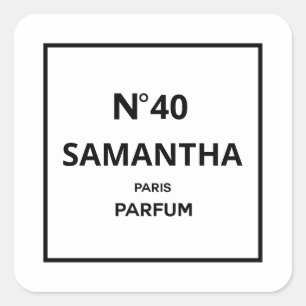 Pegatina Cuadrada CUALQUIER año Diseñador Perfume Botella Cumpleaños