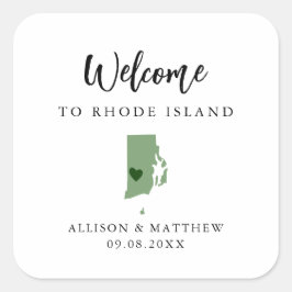 Pegatina Cuadrada Cualquier color Rhode Island Boda Bolsa de bienven