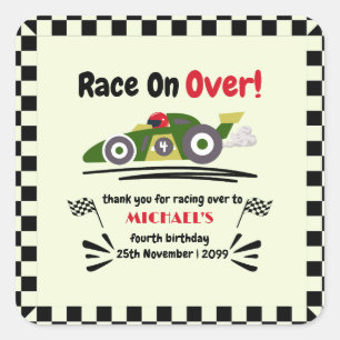 Pegatina Cuadrada Cualquier Edad Juego Listo Para Cumpleaños Ir Coch