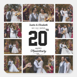 Pegatina Cuadrada Cualquier feliz aniversario 10 fotos collage