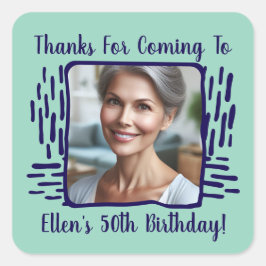 Pegatina Cuadrada Cualquier Personalizado de cumpleaños de edad Nomb