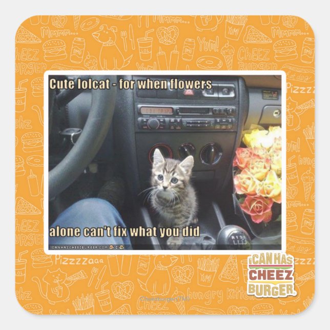 Pegatina Cuadrada Cuando las flores no son suficientes (Anverso)