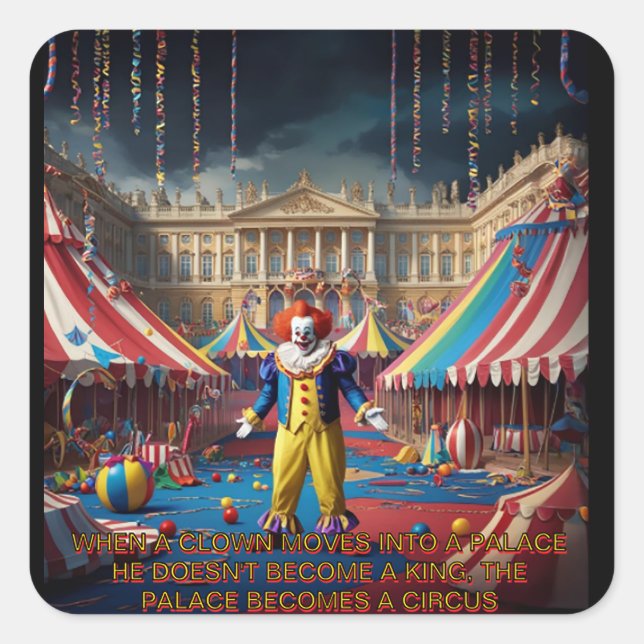 Pegatina Cuadrada Cuando Un Payaso Se Muda A Un Palacio... (Anverso)