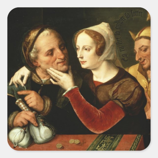 Pegatina Cuadrada Cuanto Más Viejo Se Hace, Más Maduro Se Vuelve (Anverso)