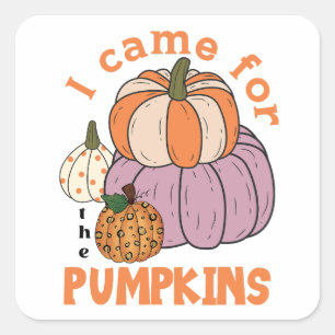 Pegatina Cuadrada Cuatro calabazas divertidas caen