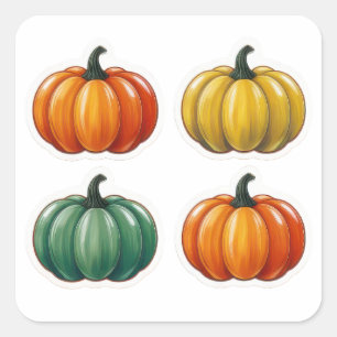 Pegatina Cuadrada Cuatro Calcomanías de Calabaza